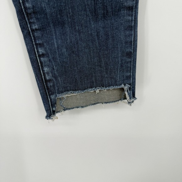 BlankNYC Womens 25 Intro Skinny Ankle Crop Blue Whiskered Distressed Jeans Goth - Picture 5 of 7